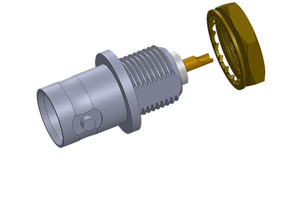 bnc front mount bulkhead jack with solder cup termination Connector
