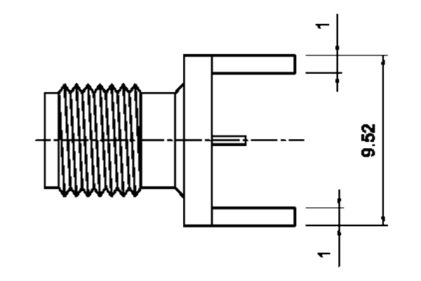 rp_sma Reverse Polarity End Launch Jack Tab Termination Wide Flange Short Version Connector