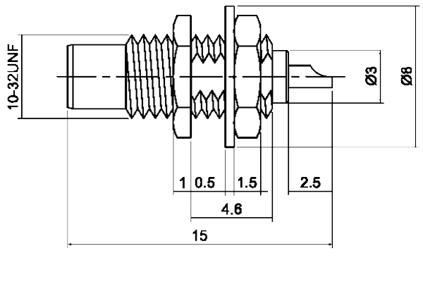 smc front mount bulkhead jack with solder cup pcb Connector